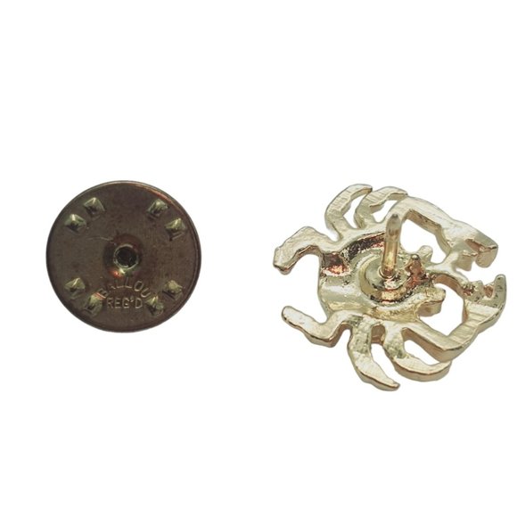 CRAB FIGURAL GOLD CLUTCH PIN BROOCH TIE TACK LAPEL BROACH GOLDTONE VTG Ballou - Picture 8 of 13